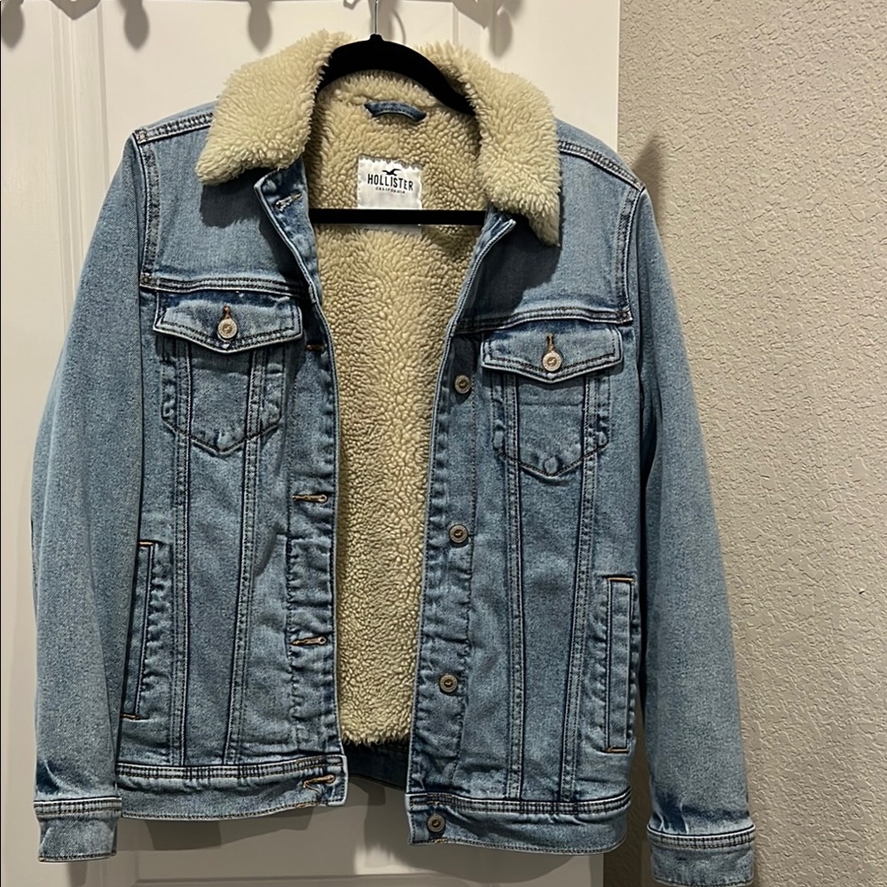 Hollister Blue Denim Jacket with Sherpa Lining